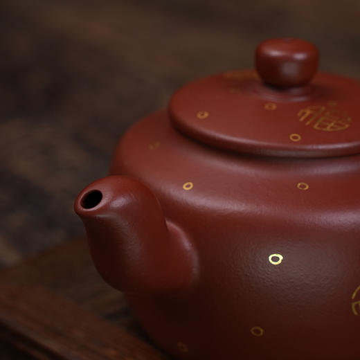 牟家辉 描金鸣泉壶 大红袍 宜兴紫砂原矿茶壶紫砂壶功夫茶泡茶壶茶具仿古 商品图6