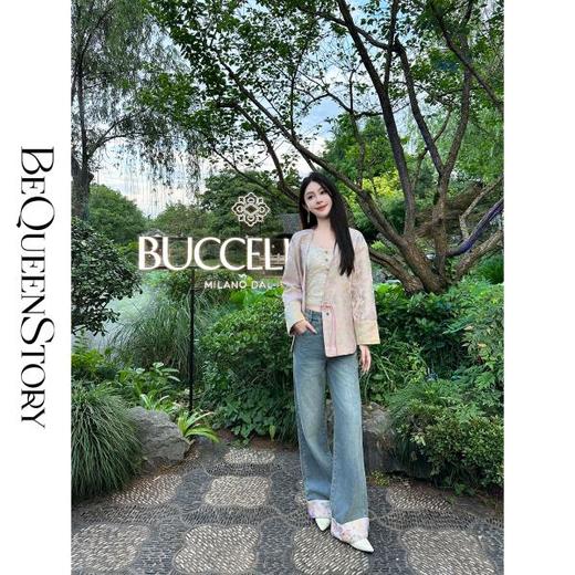 【孤品样衣，不退不换】   【淡漠余香】经典时尚国风拼接双凤纹宽松直筒牛仔裤 商品图4