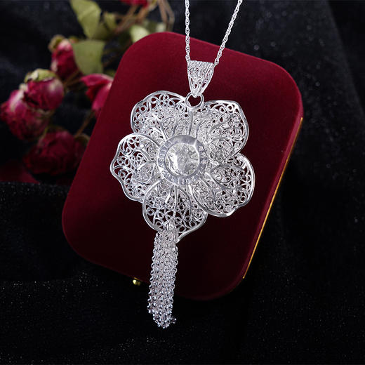 子佩集S990银玫瑰吊坠【MG1】纯银花丝(不含链)2406 商品图2