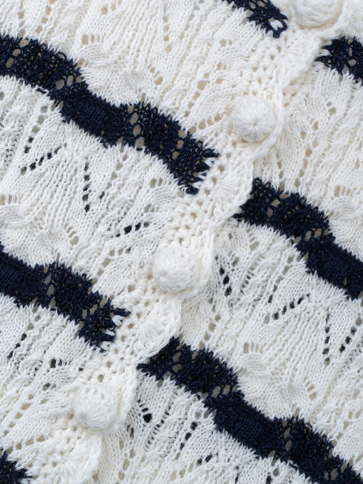 COCO ZONE 夏季条纹V领吊带针织衫单排扣上衣CC2B0985 商品图6