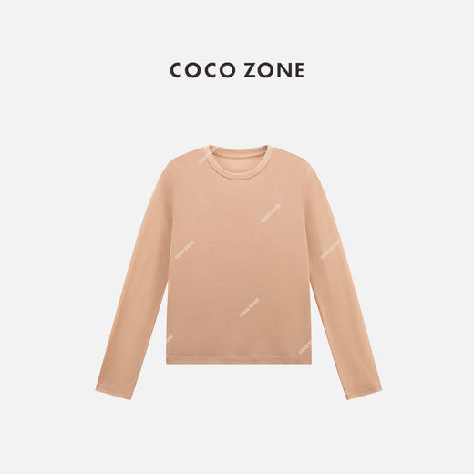 COCO ZONE 100莱赛尔圆领长袖T恤纯色休闲上衣CC1C1560 商品图0