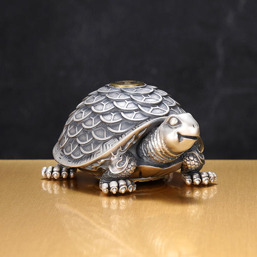 子佩集S999银【金钱龟】茶宠【CC848】钱币八卦太极乌龟纯银小摆件可转动2406 商品图4