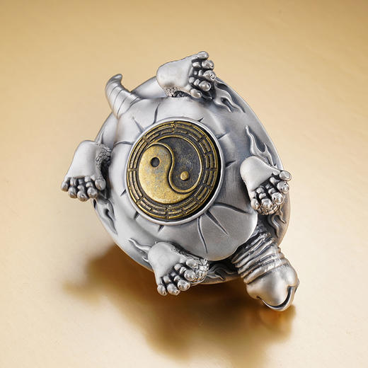 子佩集S999银【金钱龟】茶宠【CC848】钱币八卦太极乌龟纯银小摆件可转动2406 商品图3
