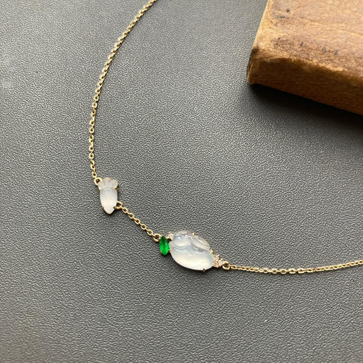 玻璃种翡翠兔兔手链18k黄金镶嵌 商品图1