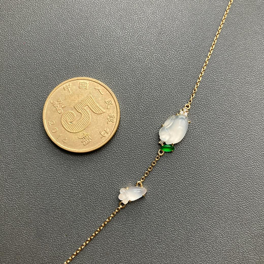 玻璃种翡翠兔兔手链18k黄金镶嵌 商品图3