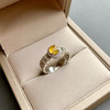 高冰到玻璃种黄翡蛋面戒指铂金钻石镶嵌 商品缩略图1