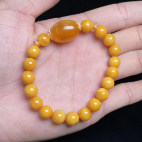 499 玉美人菲菲HZ/S925蜜措单圈-老花蜡圆珠约9mm枣珠约14mm