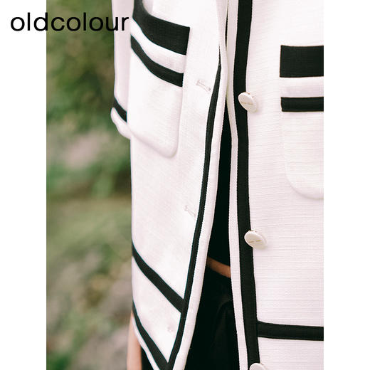 oldcolour短款外套2023春季新款撞色圆领直筒短袖上衣女P13041335 商品图4