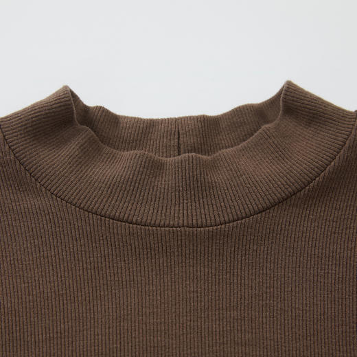 谜底半高领T恤长袖女士2024秋款极简风百搭纯色修身上衣243MT0967 商品图3