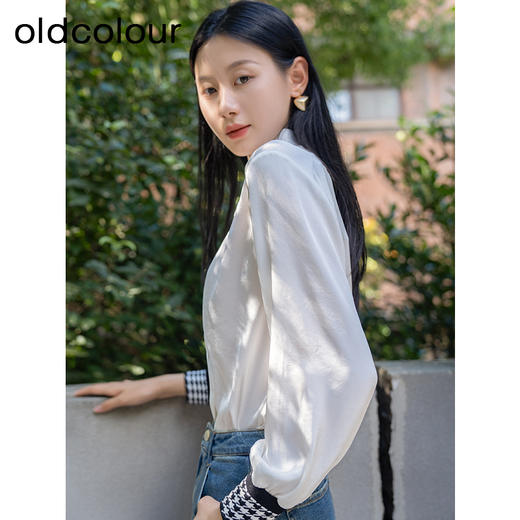 oldcolour秋季新款长袖衬衫女简约翻领通勤上衣女GP31013006 商品图1