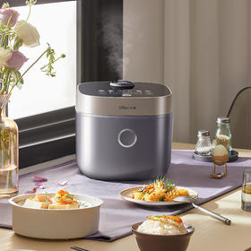 【清仓特惠8折，仅2个】小熊微压锅家用煮饭锅多功能珐琅元釜电饭煲碧玺灰3L