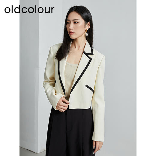 oldcolour秋季新款短款西装外套撞色休闲简约设计感上衣P320409A1 商品图1