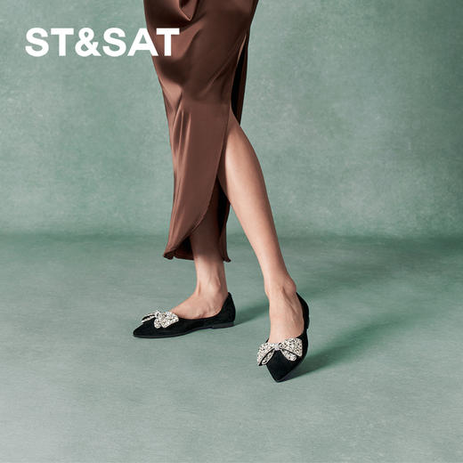 星期六法式优雅蝴蝶结平底单鞋SSC3111057 商品图1