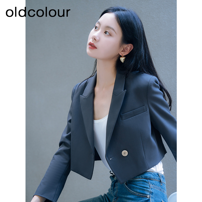 oldcolour秋季新款一粒扣短款职业通勤纯色西装外套女P340402A1
