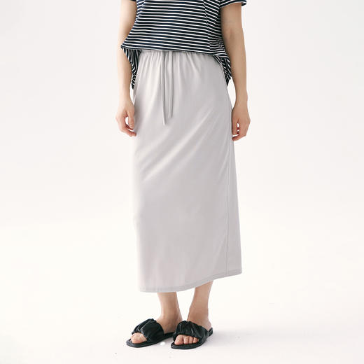 零意义 meanil 凉感天丝抽绳松紧直筒裙 商品图0