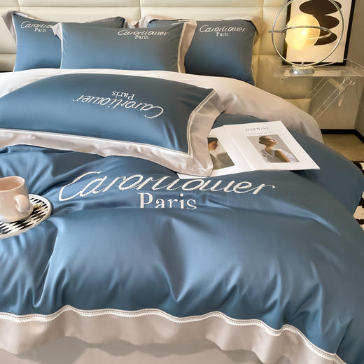 【颜值主义，C位出道】A类60支长绒棉床上四件套 全棉纯棉 轻奢绣花 裸睡被套床单床笠四件套-QQ 商品图8