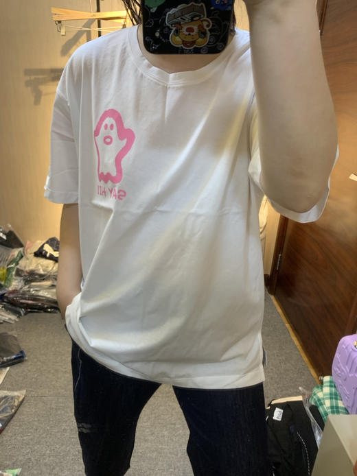 水淼2024夏新款纯棉宽松印花小怪兽减龄T恤8039 商品图5