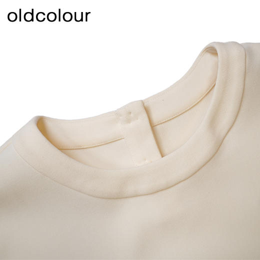 oldcolour纯色T恤春季新款设计感圆领长袖短款上衣女P12023234 商品图4