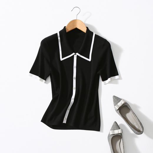 【极简撞色】小香风POLO针织衫短袖 百搭洋气 经典不过时 上身优雅大方 商品图6