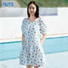 NUTS夏季新款法式复古印花连衣裙女气质收腰短袖裙子429101353 商品缩略图0