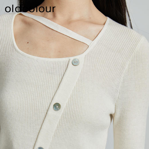oldcolour秋季新款简约纯色修身方领百搭针织衫女P330512A1 商品图4