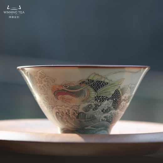 问鼎汝瓷鼎峰系列月白老款斗笠杯（浪雨花） 商品图0