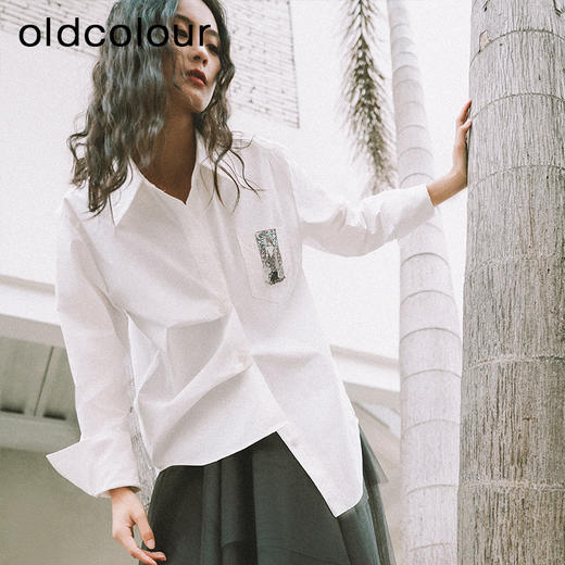 oldcolour简约衬衫2023春季新款设计感小众防晒上衣女P12013295 商品图3