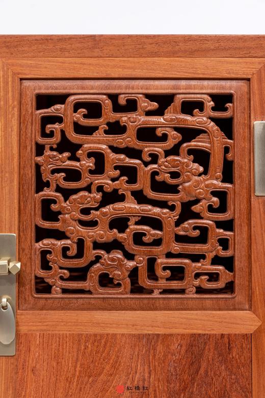 红桥红  家具严选  缅甸花梨（大果紫檀）【92拐子纹 透格方角柜】 商品图2