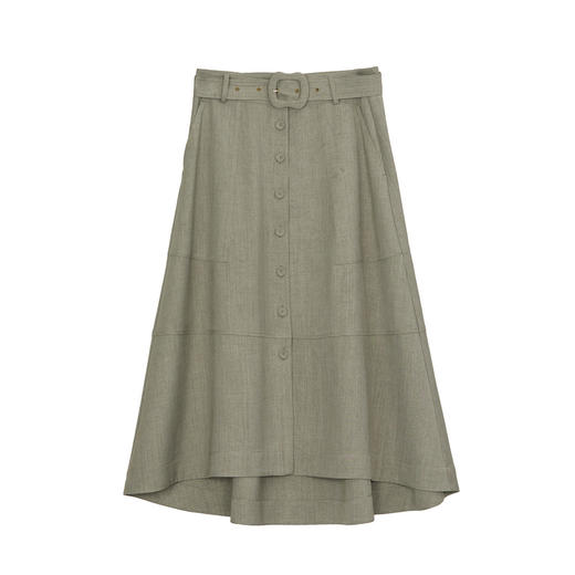 谜底A字型半身裙2024秋季新品优雅通勤风高腰长裙配腰带243MB1205 商品图4