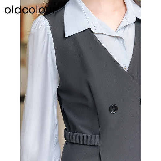 oldcolour秋季新款假两件衬衫式西装连衣裙女职场穿搭P341007A1 商品图2