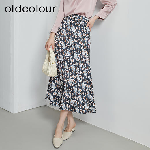 oldcolour秋季新款雪纺碎花半身裙高腰a字裙浪漫长裙女P320604A1 商品图3