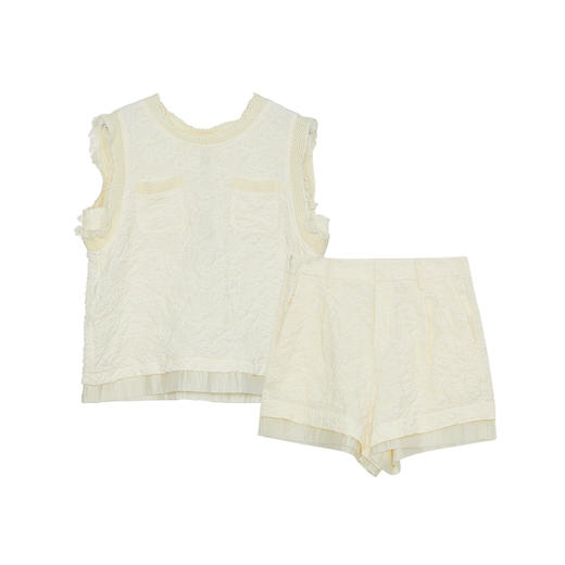 谜底套装女士2024秋季新品小香风后背蝴蝶结上衣+短裤243MTZ0960 商品图4