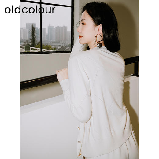 oldcolour纯色针织开衫2023春季气质通勤薄款短款外套女P11053154 商品图4