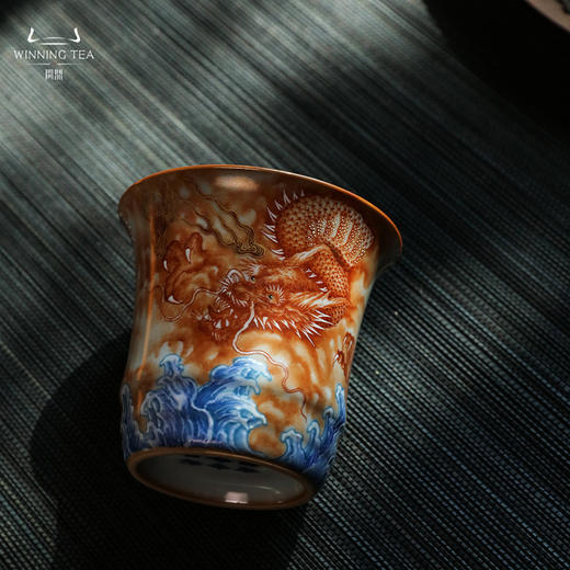 问鼎汝瓷鼎峰柴窑天青竹节杯（龙行四海） 商品图1