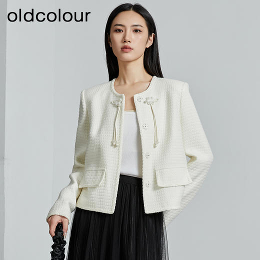 oldcolour秋季新款小香风中式圆领中国风短外套上衣女P340403A1 商品图0