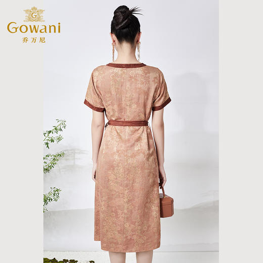 【红云纱】乔万尼真丝红云纱连衣裙20mm重磅桑蚕丝撞色设计ET2E279 商品图4