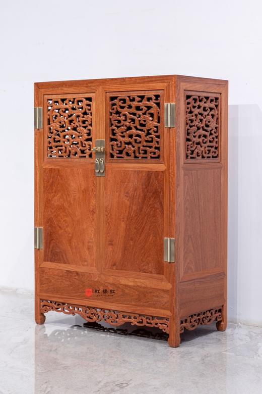 红桥红  家具严选  缅甸花梨（大果紫檀）【92拐子纹 透格方角柜】 商品图1