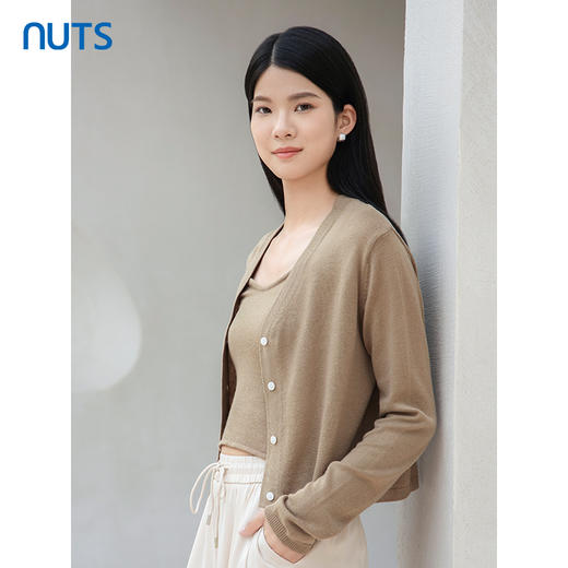 NUTS春秋季新款针织开衫外搭时尚通勤风毛织短外套女4380508A1 商品图1