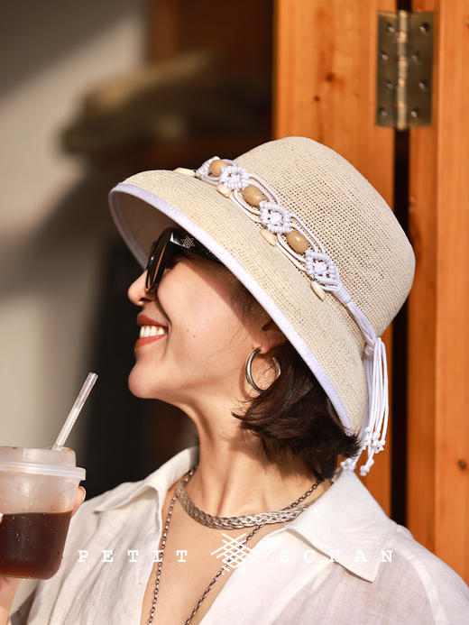 PETIT SCHAN小闪 #065 Daughter of the sea 海的女儿 巴拿马草海边度假感手工钩织赫本帽 商品图4