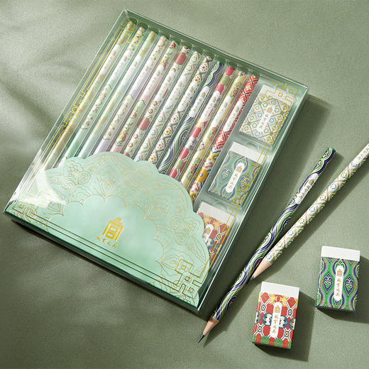故宫文具建筑彩绘铅笔橡皮套装 商品图2
