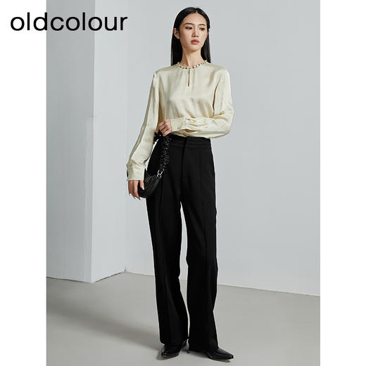 oldcolour秋季新款高腰休闲裤垂感设计感气质阔腿裤女P330703A1 商品图2