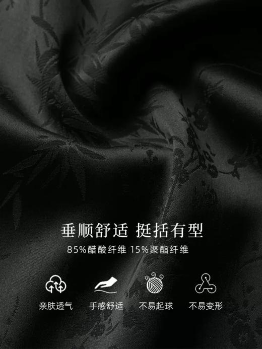 FUYAO扶摇 国风女装2024新款小衫纯色绣花折领衬衫醋酸缎面上衣女 商品图2