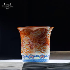 问鼎汝瓷鼎峰柴窑天青竹节杯（龙凤呈祥）（缺货）