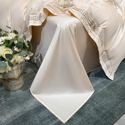 【颜值主义，C位出道】A类60支长绒棉床上四件套 全棉纯棉 轻奢绣花 裸睡被套床单床笠四件套-QQ 商品图3