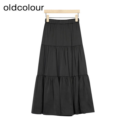 oldcolour夏季新款松紧高腰显瘦中长款蛋糕裙A字裙GP21063775 商品图1