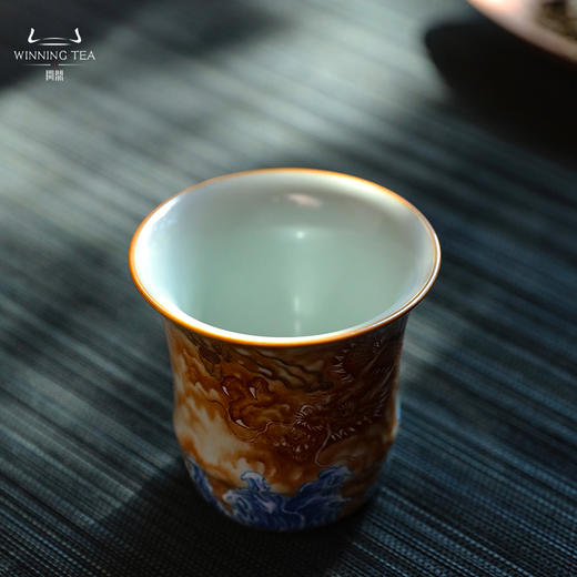 问鼎汝瓷鼎峰柴窑天青竹节杯（龙行四海） 商品图2