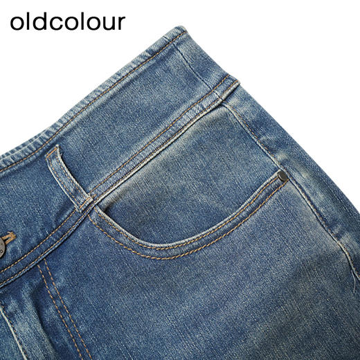 oldcolour蓝色牛仔裤春季新款复古高腰直筒卷边九分裤女P12113254 商品图2