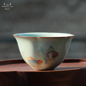 问鼎汝瓷天青老款大葵口杯(小池清荷)