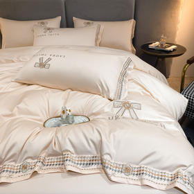 【颜值主义，C位出道】A类60支长绒棉床上四件套 全棉纯棉 轻奢绣花 裸睡被套床单床笠四件套-QQ