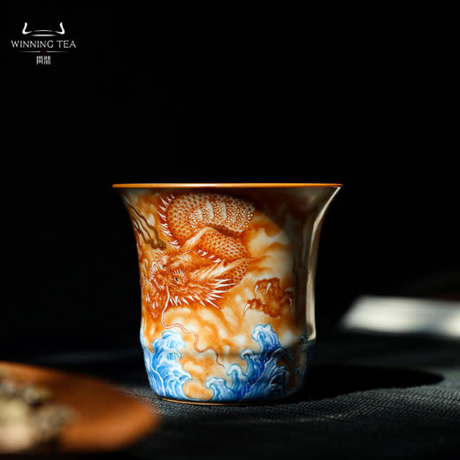 问鼎汝瓷鼎峰柴窑天青竹节杯（龙行四海） 商品图0